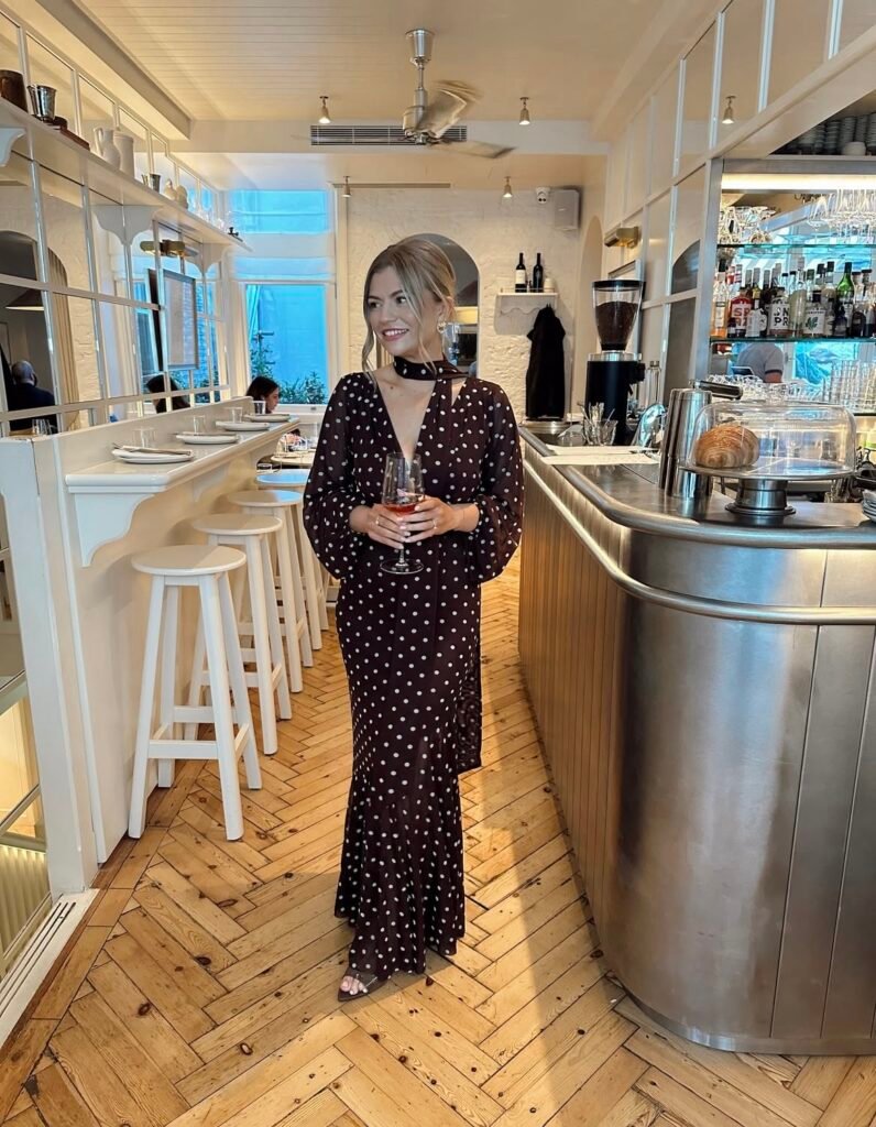 A long dress outfit.