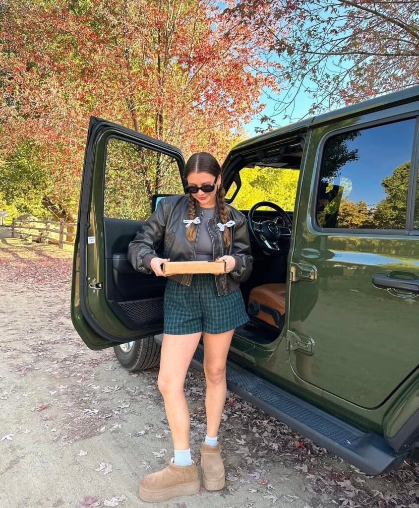 An outfit with shorts.