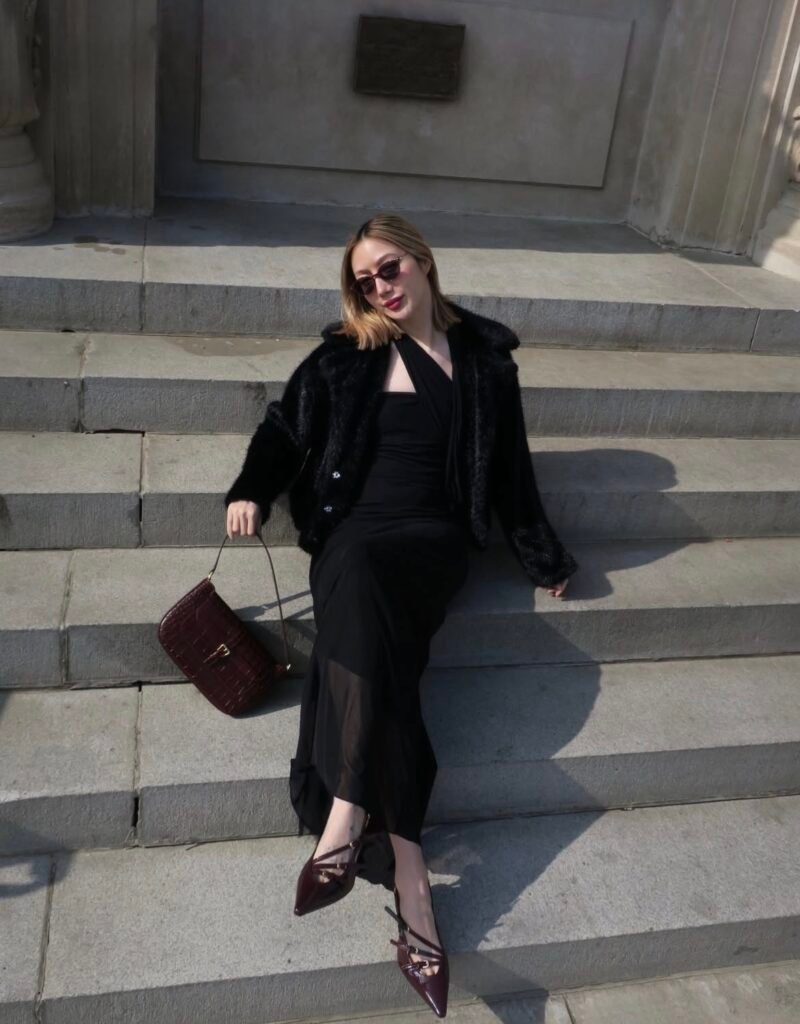 A black dress outfit.