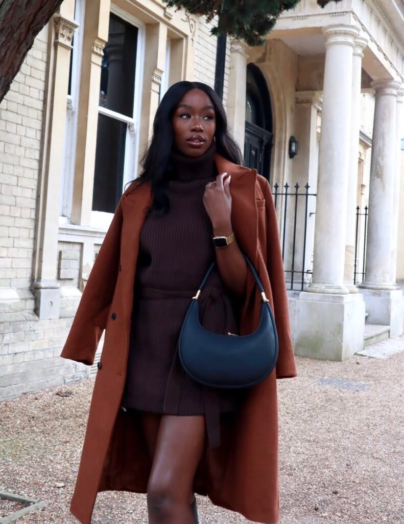 An outfit with knee-high boots.