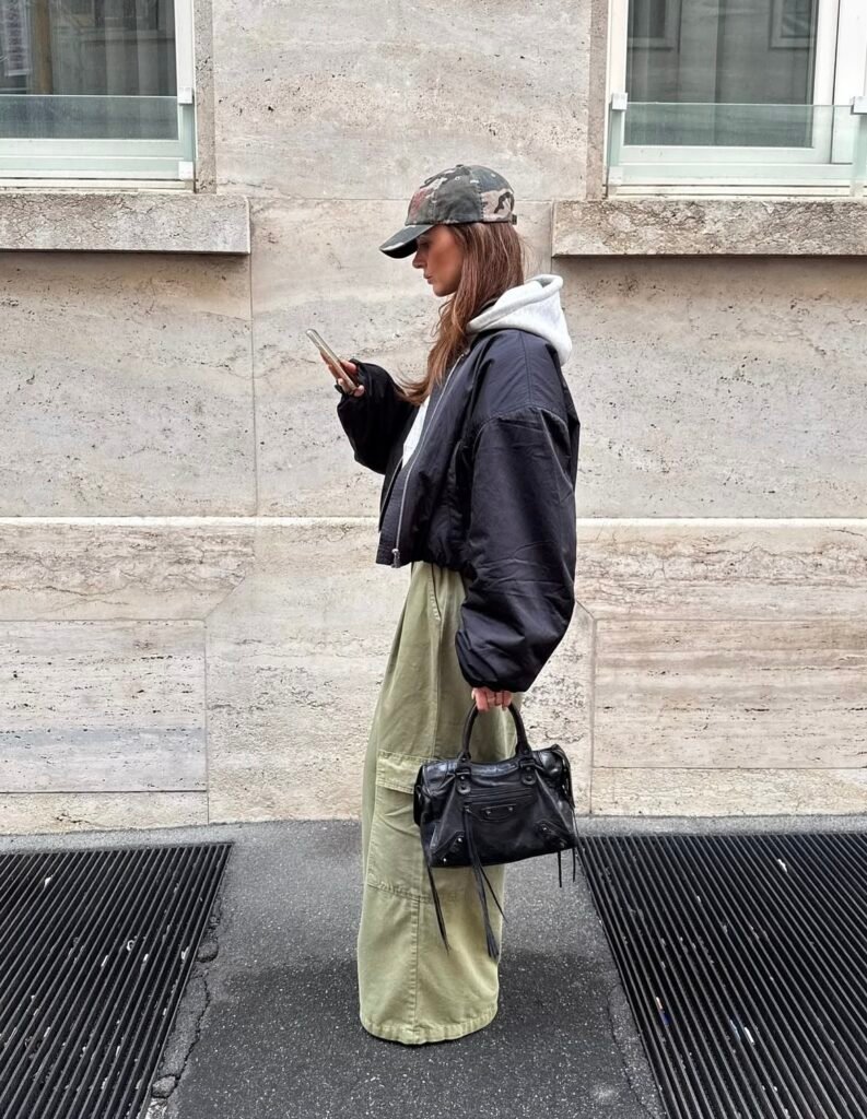 An outfit with cargo pants.