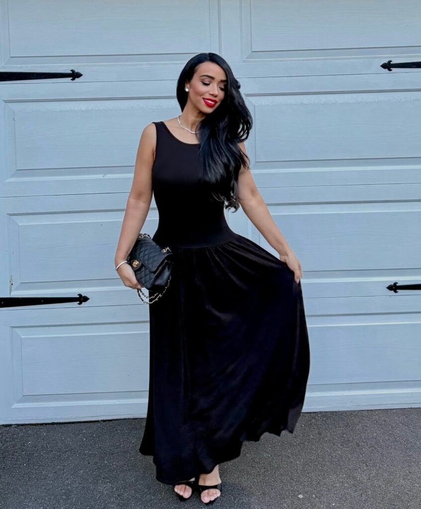 A black dress outfit.