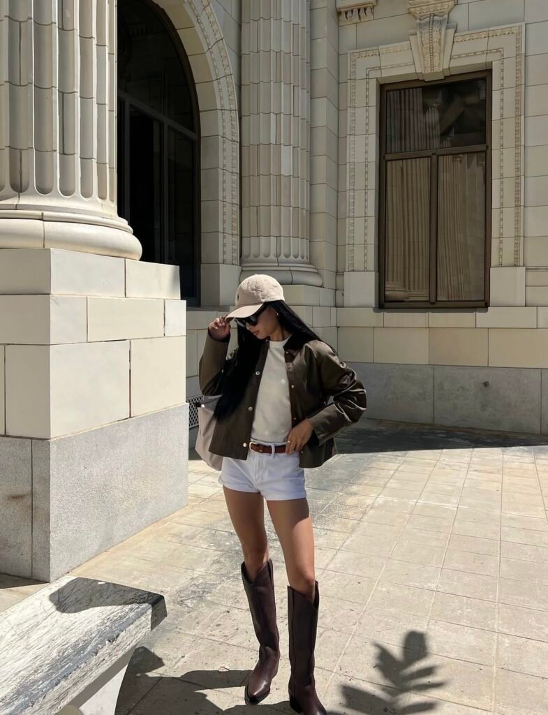 An outfit with shorts.