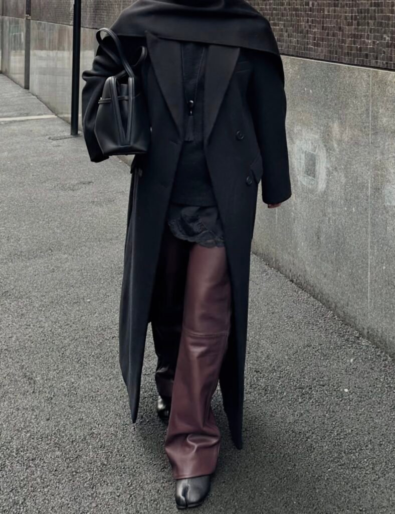 A leather pants outfit.