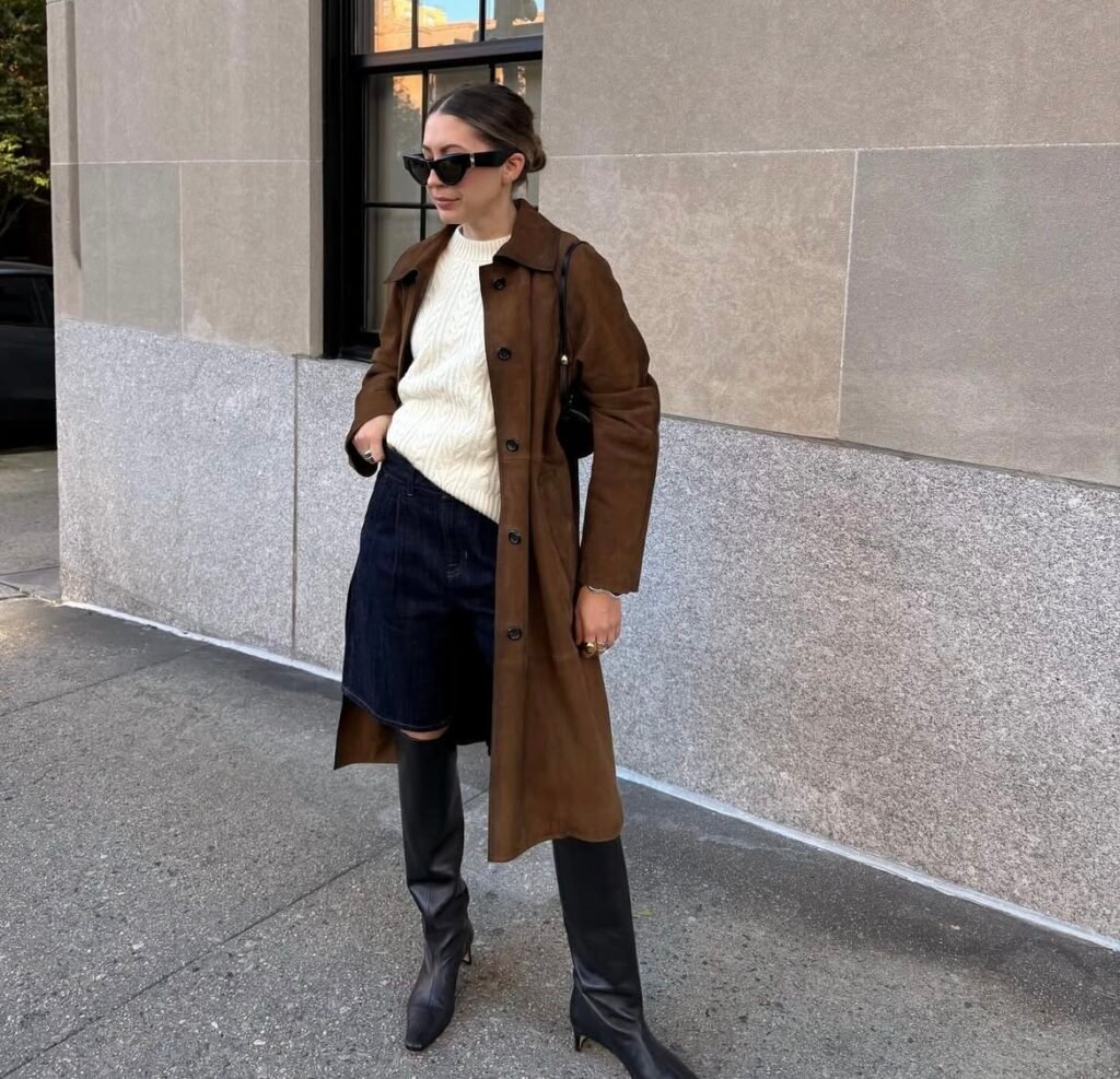 An outfit with knee-high boots.