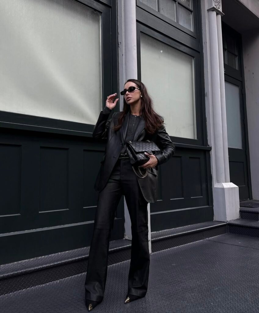 A leather pants outfit.