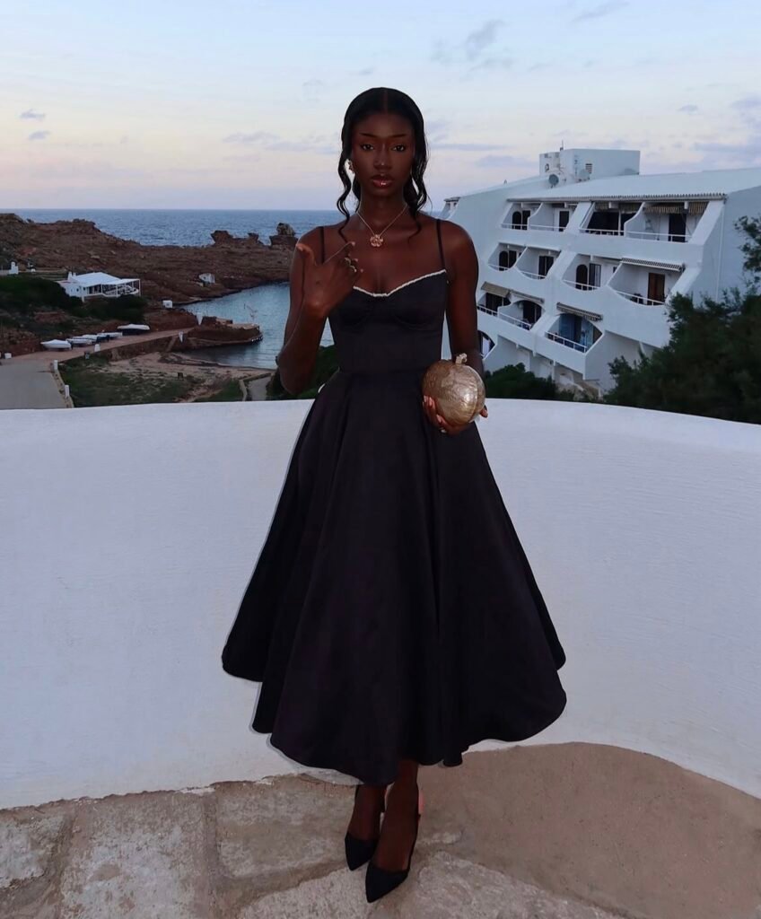 A black dress outfit.