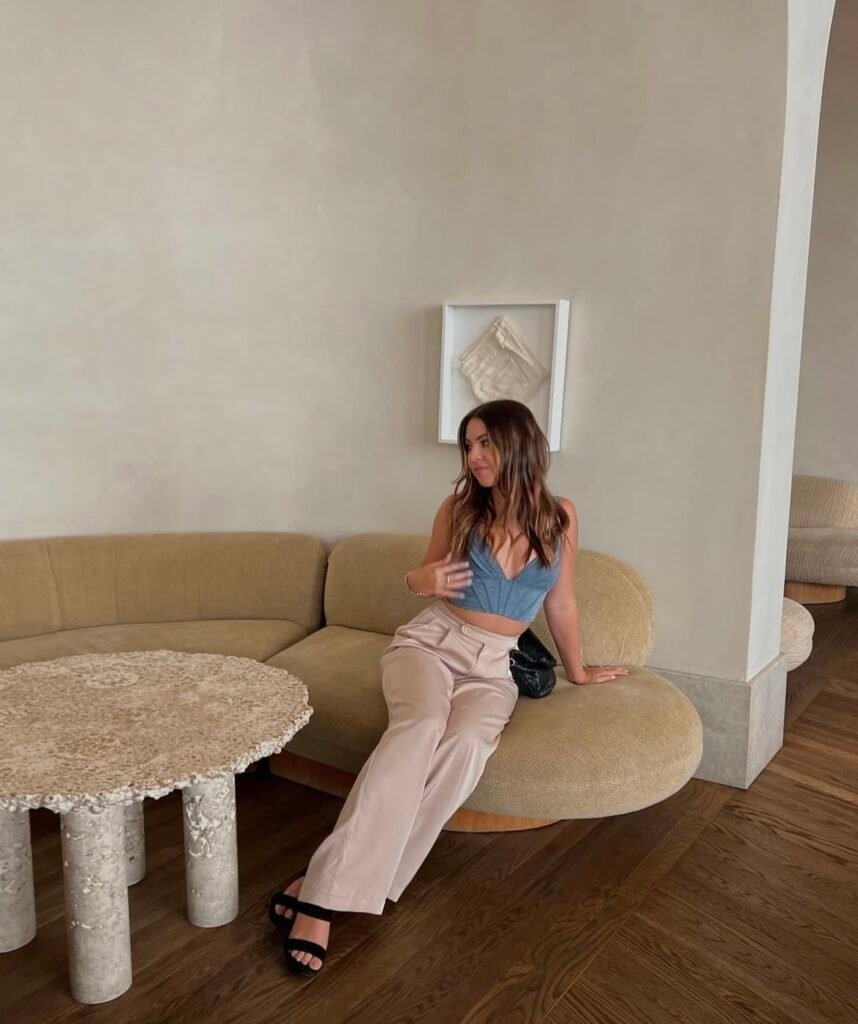 A denim corset outfit.