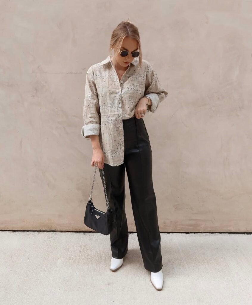 A leather pants outfit.