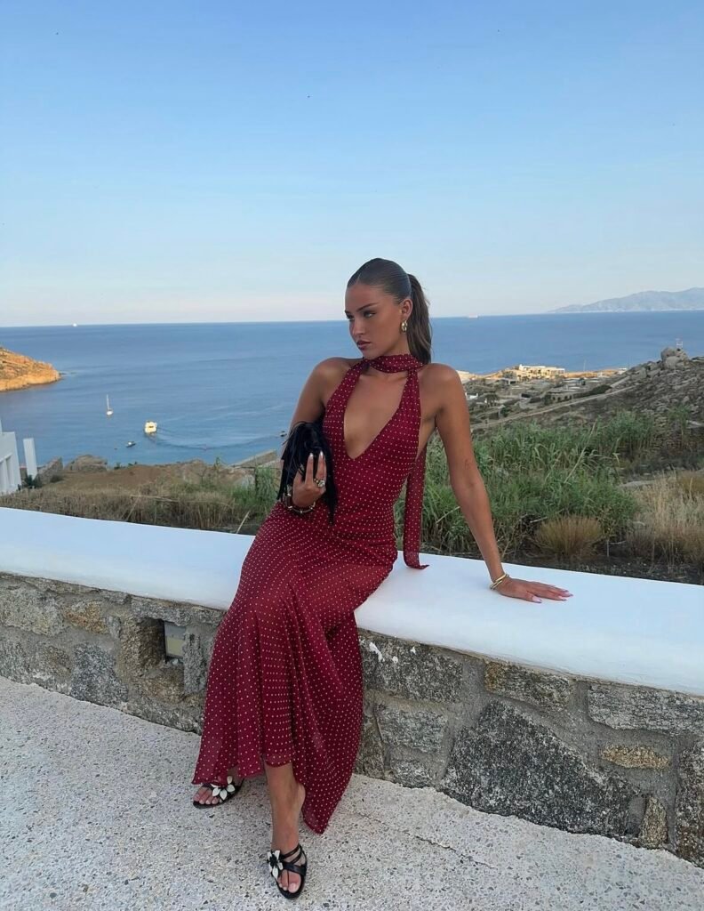 A long dress outfit.